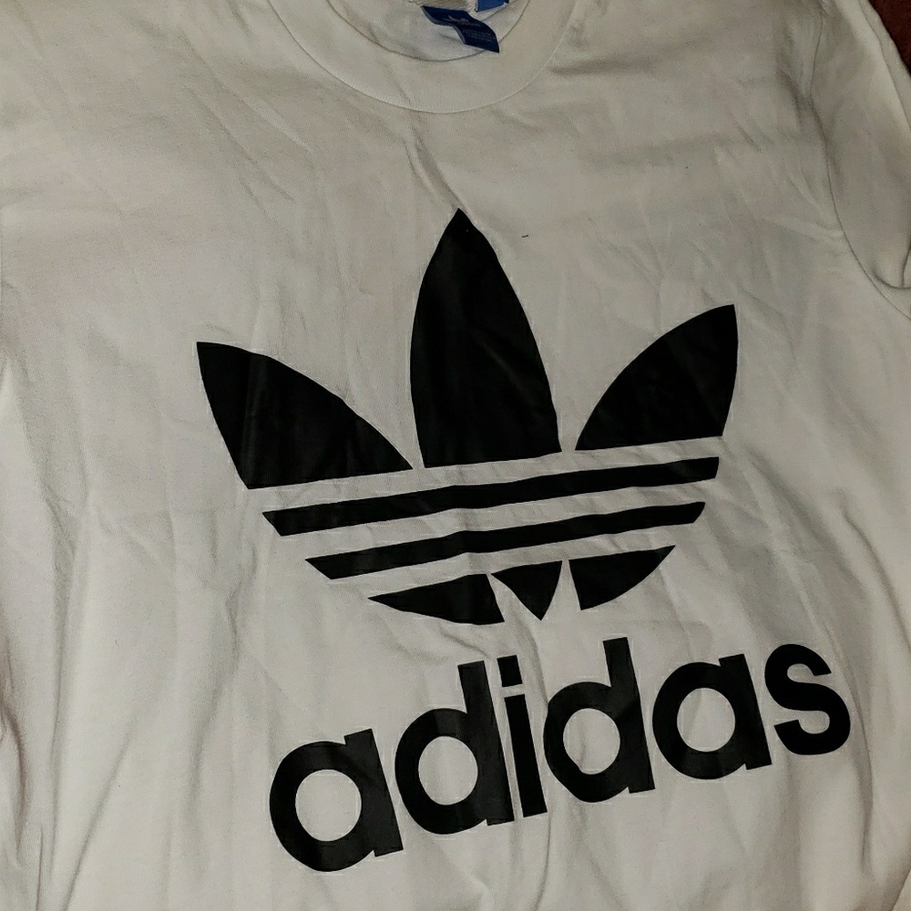 Adidas white logo tee